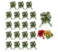 PATIKIL 20 Pcs Large Pull Bow Gift Wrapping, 9 Inch Ribbon Organza Metallic Green Bows for Gift Wrapping Wedding Baskets Car
