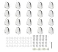 PATIKIL 20 Pcs Office Desk Partition Support Bracket, Aluminum Alloy Sneeze Guard Support Clamps Desktop Divider Clips for Offices Store Counter Privacy Panel, White