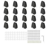 PATIKIL 20 Pcs Office Desk Partition Support Bracket, Aluminum Alloy Sneeze Guard Support Clamps Desktop Divider Clips for Offices Stores Counter Privacy Panel, Black