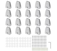 PATIKIL 20 Pcs Office Desk Partition Support Bracket, Aluminum Alloy Sneeze Guard Support Clamps Desktop Divider Clips for Offices Stores Counter Privacy Panel, Silver
