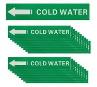 PATIKIL 20 Pcs Pipe Label Stickers with Arrows, 1-3/5" x 8" Cold Water Left-Pointing Arrow, Self-Stick Pipe Markers Identification for Pipeline Tag, White on Green Background