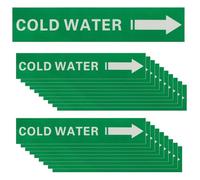 PATIKIL 20 Pcs Pipe Label Stickers with Arrows, 1-3/5" x 8" Cold Water Right-Pointing Arrow, Self-Stick Pipe Markers Identification for Pipeline Tag, White on Green Background