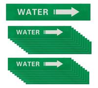 PATIKIL 20 Pcs Pipe Label Stickers with Arrows, 1-3/5" x 8" Water Right-Pointing Arrow, Self-Stick Pipe Markers Identification for Pipeline Tag, White on Green Background