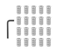 PATIKIL 20 Pcs Threaded Inserts Nuts, 1/4-20x0.79Inch Carbon Steel Hex Socket Drive Screw-in Wood Insert Metric Bolts Fastener with Wrench for Home Furniture, Silver