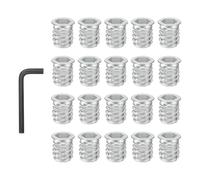 PATIKIL 20 Pcs Threaded Inserts Nuts, M8x15mm Carbon Steel Hex Socket Drive Screw-in Wood Insert Metric Bolts Fastener with Wrench for Home Furniture, White