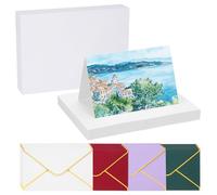 PATIKIL 20 Sets Pure Cotton Watercolor Cards 140lb/300 GSM Postcards with Multicolor Envelopes for Art Painting Creative Thank Notes, 4x6 Inch Foldable Size(White Box)