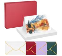 PATIKIL 20 Sets Pure Cotton Watercolor Cards 140lb/300 GSM Postcards with Multicolor Envelopes for Art Painting Creative Thank Notes, 4x6 Inch Foldable Size(Red)