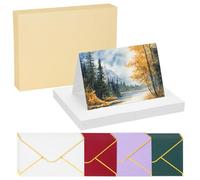 PATIKIL 20 Sets Pure Cotton Watercolor Cards 140lb/300 GSM Postcards with Multicolor Envelopes for Art Painting Creative Thank Notes, 4x6 Inch Foldable Size(Yellow Box)