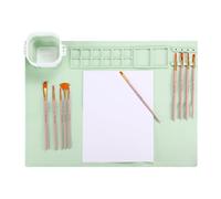 PATIKIL 20" x 16" Silicone Craft Mat, Nonstick Silicone Painting Sheets Art Mats for Resin Drawing DIY Clay, with Brush Holder and Cleaning Cup, Green