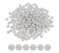 PATIKIL 200 Pcs Colored AB Rhinestone Beads, 10mm Round Disco Ball Sparkle Crystal Clay Beads with Hole for Bracelet Necklace DIY Crafting