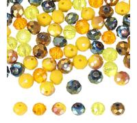 PATIKIL 200 Pcs Faceted Rondelle Glass Beads, 8mm Czech Crystal Glass Spacers Bead Bulk Assorted for Jewelry Making Bracelets Necklace Earring DIY Crafts, Orange Tone