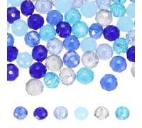 PATIKIL 200 Pcs Faceted Rondelle Glass Beads, 8mm Czech Crystal Glass Spacers Bead Bulk Assorted for Jewelry Making Bracelets Necklace Earring DIY Crafts, Blue Tone