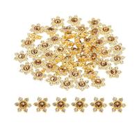 PATIKIL 200 Pcs Flower Crystal Rhinestone Embellishments, 13mm Flatback Glass Rhinestones with Craft Gems Crystal Decoration Button for Clothes DIY Crafting Jewelry Making, Champagne