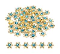 PATIKIL 200 Pcs Flower Crystal Rhinestone Embellishments, 13mm Flatback Glass Rhinestones with Craft Gems Crystal Decoration Button for Clothes DIY Crafting Jewelry Making, Sky Blue