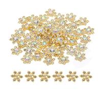 PATIKIL 200 Pcs Flower Crystal Rhinestone Embellishments, 13mm Flatback Glass Rhinestones with Craft Gems Crystal Decoration Button for Clothes DIY Crafting Jewelry Making, Crystal AB