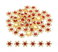PATIKIL 200 Pcs Flower Crystal Rhinestone Embellishments, 13mm Flatback Glass Rhinestones with Craft Gems Crystal Decoration Button for Clothes DIY Crafting Jewelry Making, Red