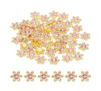 PATIKIL 200 Pcs Flower Crystal Rhinestone Embellishments, 13mm Flatback Glass Rhinestones with Craft Gems Crystal Decoration Button for Clothes DIY Crafting Jewelry Making, Pink