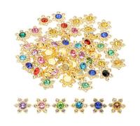 PATIKIL 200 Pcs Flower Crystal Rhinestone Embellishments, 13mm Flatback Glass Rhinestones with Craft Gems Crystal Decoration Button for Clothes DIY Crafting Jewelry Making, Mixed Color