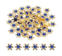 PATIKIL 200 Pcs Flower Crystal Rhinestone Embellishments, 13mm Flatback Glass Rhinestones with Craft Gems Crystal Decoration Button for Clothes DIY Crafting Jewelry Making, Blue