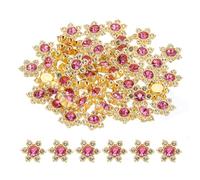 PATIKIL 200 Pcs Flower Crystal Rhinestone Embellishments, 13mm Flatback Glass Rhinestones with Craft Gems Crystal Decoration Button for Clothes DIY Crafting Jewelry Making, Rose Red