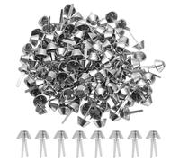 PATIKIL 200 Pcs Metal Brads Purse Feet Studs Mushroom, Flat Bottom Prong Handbag, Great for Bags, Decoration, Clothing, Craft,(Silver Tone, 0.4 x 0.7 Inch)