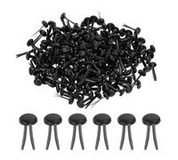 PATIKIL 200 PCS Paper Brass Fasteners Split Pins Pastel Mini Metal Brads Round Head Plated Fastener for Craft Art Scrapbooking DIY Supplies, Black, 5 x 9 mm