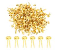 PATIKIL 200 PCS Paper Brass Fasteners Split Pins Pastel Mini Metal Brads Round Head Plated Fastener for Craft Art Scrapbooking DIY Supplies, Gold, 8 x 15 mm