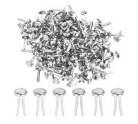 PATIKIL 200 PCS Paper Brass Fasteners Split Pins Pastel Mini Metal Brads Round Head Plated Fastener for Craft Art Scrapbooking DIY Supplies, Silver, 8 x 15 mm