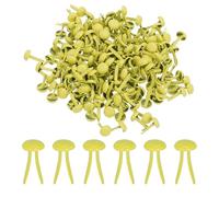 PATIKIL 200 PCS Paper Brass Fasteners Split Pins Pastel Mini Metal Brads Round Head Plated Fastener for Craft Art Scrapbooking DIY Supplies, Yellow, 5 x 9 mm