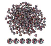 PATIKIL 200 Pcs Rhinestone Beads for Jewelry Making, 10mm Shiny Round Disco Ball Beads Sparkle Crystal Clay Beads with Hole for Bracelet Necklace DIY Crafting, Black Colored