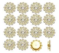PATIKIL 200 Pcs Sew on Rhinestones, 14mm Flower Glass Rhinestones with Craft Gems Crystal Embellishments for Clothes Shoes Belt DIY Crafting Decoration, White