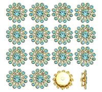 PATIKIL 200 Pcs Sew on Rhinestones, 14mm Flower Glass Rhinestones with Craft Gems Crystal Embellishments for Clothes Shoes Belt DIY Crafting Decoration, Lake Blue