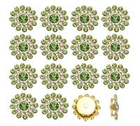 PATIKIL 200 Pcs Sew on Rhinestones, 14mm Flower Glass Rhinestones with Craft Gems Crystal Embellishments for Clothes Shoes Belt DIY Crafting Decoration, Light Green