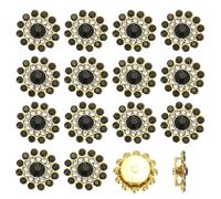 PATIKIL 200 Pcs Sew on Rhinestones, 14mm Flower Glass Rhinestones with Craft Gems Crystal Embellishments for Clothes Shoes Belt DIY Crafting Decoration, Black