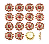 PATIKIL 200 Pcs Sew on Rhinestones, 14mm Flower Glass Rhinestones with Craft Gems Crystal Embellishments for Clothes Shoes Belt DIY Crafting Decoration, Red
