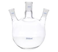 PATIKIL 2000ml Boiling Flask, 3.3 Borosilicate Glass 3 Neck Round Bottom Flask Heavy Wall with 24/40 Standard Taper Outer Joint for Laboratory, Clear