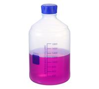 PATIKIL 2000ml Thickened Media Storage Bottles,1 Pcs PP Plastic Graduated Bottle with Blue Screw Cap for Lab Water Reagent Liquids, Transparent(Round)
