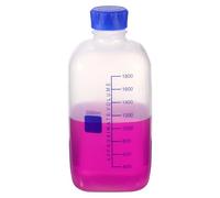 PATIKIL 2000ml Thickened Media Storage Bottles,1 Pcs PP Plastic Graduated Bottle with Blue Screw Cap for Lab Water Reagent Liquids, Transparent(Square)