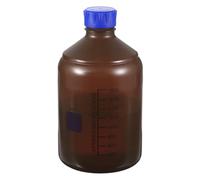 PATIKIL 2000ml Thickened Media Storage Bottles,1 Pcs PP Plastic Graduated Bottle with Blue Screw Cap for Lab Water Reagent Liquids, Brown(Round)