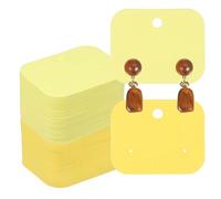 PATIKIL 200Pcs Earring Display Cards, 1.6"x2" Kraft Paper Stud Earring Holder Card, Blank Hanging Tag 2 Holes for Ear Stud Small Jewelry Selling Packaging Supply, Beige/Yellow