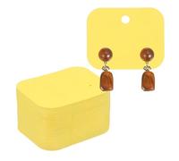 PATIKIL 200Pcs Earring Display Cards, 1.6"x2" Kraft Paper Stud Earring Holder Card, Blank Hanging Tag 2 Holes for Ear Stud Small Jewelry Selling Packaging Supply, Yellow