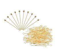 PATIKIL 200Pcs Gold Ball Head Pins 24 Gauge 35mm Wire Head Pins Brass Round Ball Head Pins Metal End Head Pins for DIY Craft Bracelets