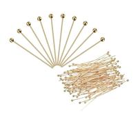 PATIKIL 200Pcs Gold Plated Ball Head Pins 24 Gauge 20mm Wire Head Pins Brass Round Ball Head Pins Metal End Head Pins for DIY Craft Bracelets
