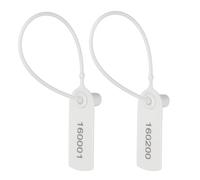 PATIKIL 200pcs Plastic Tamper Seals, Plastic Security Seals Disposable Numbered Zip Ties Safety Tags Cable Labels Self Locking for Inventory Labeling Clothes Signage Shipping, White