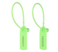PATIKIL 200pcs Plastic Tamper Seals, Plastic Security Seals Disposable Numbered Zip Ties Safety Tags Cable Labels Self Locking for Inventory Labeling Clothes Signage Shipping, Green