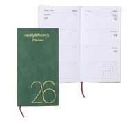 PATIKIL 2026 Daily Planner Notebook, A6 64 Sheets Undated to Do List Daily Weekly Monthly Goals Tracker Pocket Notebook for Office Home Study Work Time Management Fitness Habit, Dark Green
