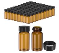 PATIKIL 20ml Amber Glass Vials, 100 Pack Sample Vials with Screw Cap Reagent Media Bottle Leak-Proof Liquid Sample Glass Vial for Lab Laboratory Storage