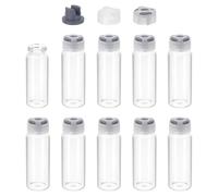 PATIKIL 20ml Clear Glass Sample Vials, 10Pcs Small Liquid Bottles with Locking Cap and Self-healing Injection Port for Essential Oil Sample Aromatherapy Fragrance Vials Travel, Gray