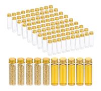 PATIKIL 20ml Clear Glass Vials, 100 Pack Small Liquid Sample Vial with Screw Caps Leak-Proof Bottles Empty Jars Powder Container for Sample, Golden