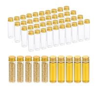 PATIKIL 20ml Clear Glass Vials, 50 Pack Small Liquid Sample Vial with Screw Caps Leak-Proof Bottles Empty Jars Powder Container for Sample, Golden